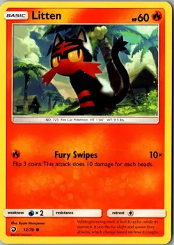 Litten 12/70 Common Dragon Majesty LP Pokemon Card - Image 1