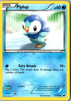 Piplup 27/108 Common Dark Explorers LP Pokemon Card - Image 1