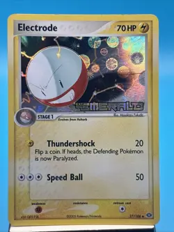 Pokemon Card - Electrode Emerald 27/106 Reverse Holo Stamped MP-LP - Image 1