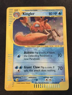 Kingler 15/165 Holo Rare Expedition Pokemon Card - Double Swirl - Image 1
