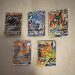 Pokemon TCG GX Foil 5 Card Lot Charizard Gyarados Raichu Decidueye Onix - Image 1