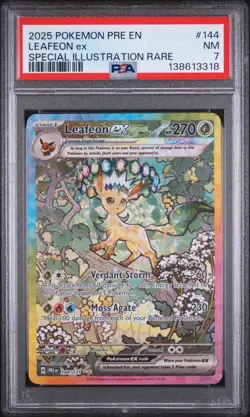2025 POKEMON PRISMATIC EVOLUTIONS SPECIAL ILLUSTRATION RARE LEAFEON EX PSA 7 - Image 1