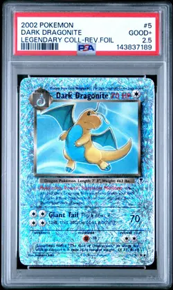 2002 POKEMON LEGENDARY COLLECTION #5 DARK DRAGONITE-REVERSE FOIL PSA 2.5 - Image 1