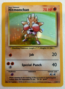 Pokemon TCG Hitmonchan Base Set 7/102 Holo 1999-2000 Wizards Base Set Holo - Image 1