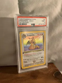 1999 Pokemon Dragonite Holo, 1st Edition Fossil #4/62, PSA 9 Mint - Image 2