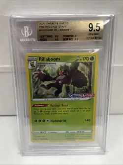 Rillaboom SWSH006 STAFF Pre Release Promo Sword & Shield Pokemon Beckett 9.5 - Image 1