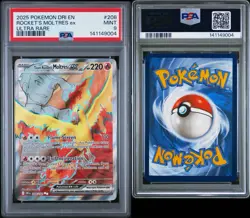 2025 Pokemon Destined Rivals DRI En Rocket's Moltres Ex Ultra Rare #208 PSA 9 - Image 3