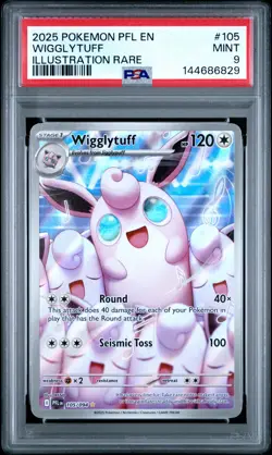 2025 POKEMON PFL EN-PHANTASMAL FLAMES ILLUSTRATION RARE #105 WIGGLYTUFF PSA 9 - Image 1