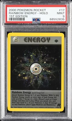 2000 POKEMON ROCKET 1ST EDITION #17 RAINBOW ENERGY-HOLO PSA 9 - Image 1