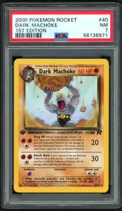 POKEMON 2000 DARK MACHOKE 1ST EDITION ROCKET #40 PSA 7 - Image 1