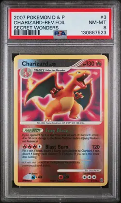 Charizard Secret Wonders Pokemon Diamond & Pearl Reverse Holo 3/132 PSA 8 - Image 1