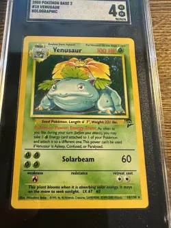 2000 POKEMON BASE SET 2 UNLIMITED #18/130 VENUSAUR HOLO SGC 4 JUST GRADED - Image 3