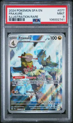2024 Pokemon EN Shrouded Fable Fraxure Illustration Rare #077 PSA 9 MINT - Image 1