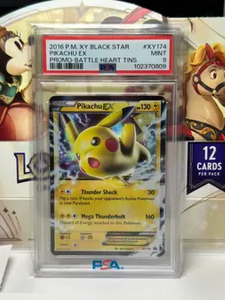 Pokemon Pikachu EX Battle Heart Tins Black Star Holo Promo XY174 PSA 9 Mint - Image 1