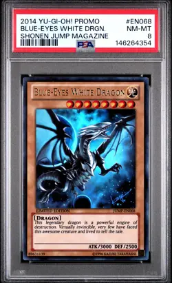 2014 YU-GI-OH! PROMO SHONEN JUMP MAGAZINE #EN068 BLUE-EYES WHITE DRAGON PSA 8 - Image 1