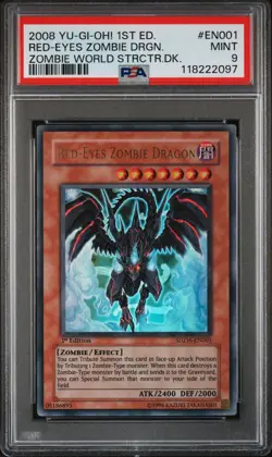 EURO 2008 Red-Eyes Zombie Dragon SDZW-EN001 PSA 9 Yu-Gi-Oh! 1st Edition - Image 1