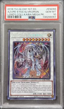 2018 PSA 10 YUGIOH LCKC 1ST ED SECRET RARE AZURE EYES SILVER DRAGON 💎 - Image 1
