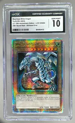 CGC 10 BLUE EYES WHITE DRAGON 2023 YU-GI-OH 25th Rarity 1st Attribute Error - Image 1