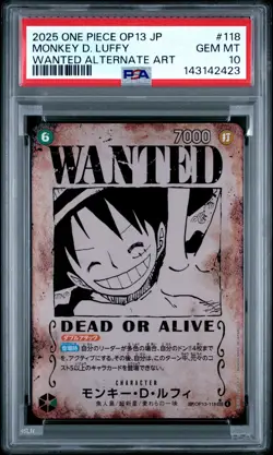 2025 ONE PIECE JPN CARRYING ON HIS WILL WANTED ALT ART MONKEY D. LUFFY PSA 10 - Image 1