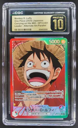 2025 ONE PIECE JP MONKEY D. LUFFY OP13-001 LEADER ALT ART CGC 10 PRISTINE A PT - Image 1