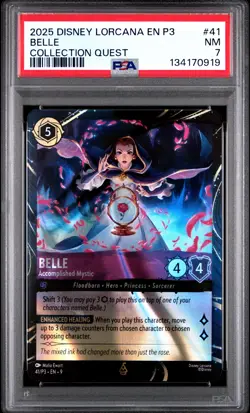 2025 DISNEY LORCANA EN P3-PROMO COLLECTION QUEST BELLE ACCOMPLISHED MYSTIC PSA 7 - Image 1