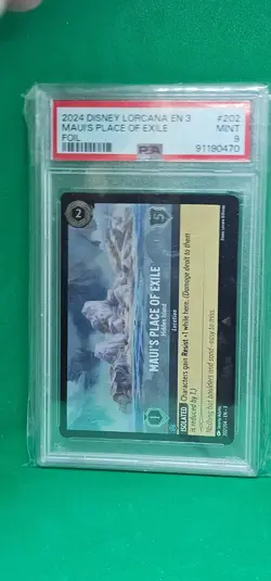 2023 Disney Lorcana En 3 Foil Maui's Place of Exile #202 PSA 9 MINT RARE - Image 1