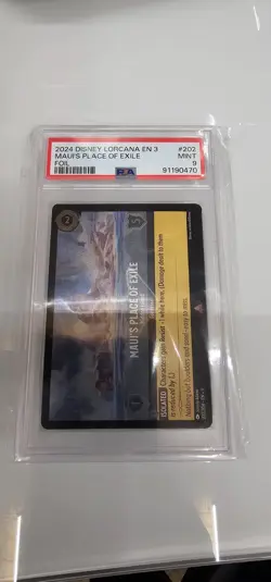 2023 Disney Lorcana En 3 Foil #202 Maui's Place of Exile PSA 9 MINT - Image 1
