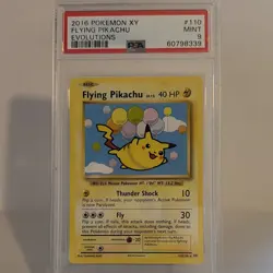 Pokemon Flying Pikachu Secret Rare 110/108 Evolutions PSA 9 40HP TCG Card - Image 1