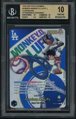 One Piece Card Game 2025 Monkey.D.Luffy(Dodgers Attend Giveaway) Promos BGS 10 - Image 1