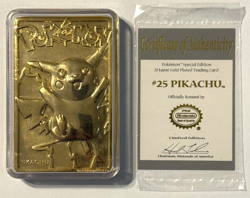 1999 Pokemon 23K Gold Plated Pikachu Card #25 w/ COA Nintendo Burger King - Image 1