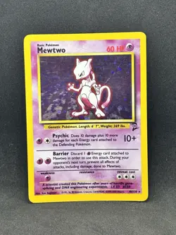 Pokemon TCG Mewtwo Base Set 2 Holo Rare Card 10/130 Vintage WOTC MP - Image 1