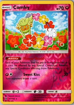 Comfey Reverse Holo 93/145 Holo Rare SM02 SM Guardians Rising LP Pokemon Card - Image 1
