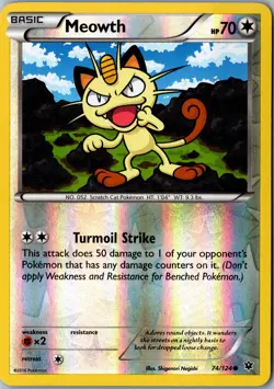 Meowth Reverse Holo 74/124 Common FCO XY - Fates Collide LP Pokemon Card - Image 1