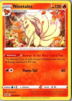 Ninetales 031/264 Uncommon SWSH08: Fusion Strike LP Pokemon Card - Image 1
