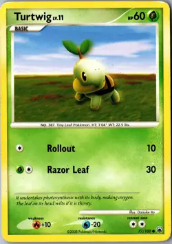 Turtwig 77/100 Common Majestic Dawn LP Pokemon Card - Image 1