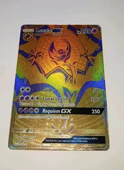 Pokemon LUNALA GX Gold Hidden Fates Promo Card SM103a Holo Black Star - NM/M 🌟 - Image 1