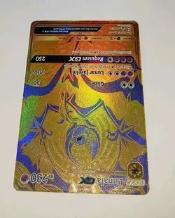 Pokemon LUNALA GX Gold Hidden Fates Promo Card SM103a Holo Black Star - NM/M 🌟 - Image 3