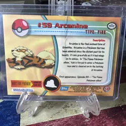 Pokemon - Topps 1999 - Arcanine #59 - TV Animation Series - Blue *creased* - Image 2