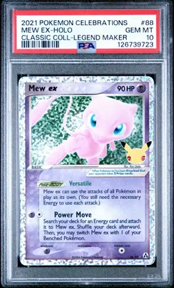 Pokemon 2021 Celebrations Classic Coll Legend Maker Mew EX Holo Card #88 PSA 10 - Image 1