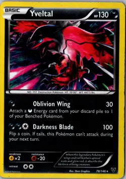 Yveltal 78/146 Cracked Ice Holo 078/146 Holo Rare Deck Exclusives Pokemon Card - Image 1