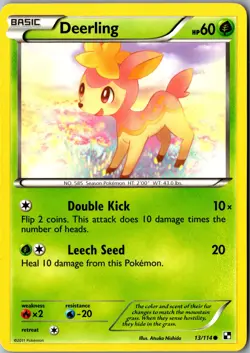 Deerling 13/114 Common Black and White LP Pokemon Card - Image 1