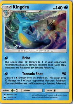 Kingdra 31/147 Holo Rare SM - Burning Shadows LP Pokemon Card - Image 1