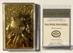 1999 Pokemon 23K Gold Plated Poliwhirl Card #61 w/ COA Nintendo Burger King - Image 1