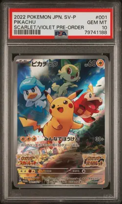 PSA 10 Pikachu Scarlet & Violet promo 001/SV-P 2022 JP Pokemon Card GEM MINT - Image 1