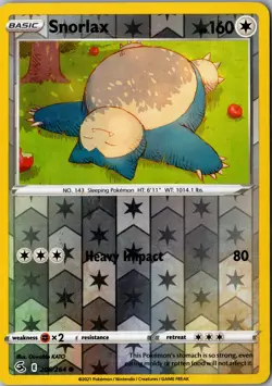 Snorlax Reverse Holo 206/264 Common SWSH08: Fusion Strike LP Pokemon Card - Image 1