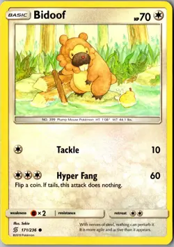 Bidoof 171/236 Common SM - Unified Minds LP Pokemon Card - Image 1
