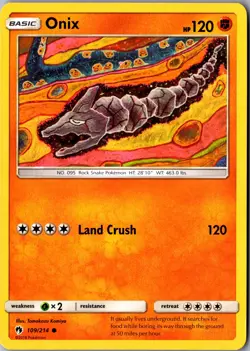 Onix 109/214 Common SM - Lost Thunder LP Pokemon Card - Image 1