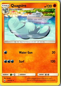 Quagsire 97/214 Rare SM - Unbroken Bonds LP Pokemon Card - Image 1