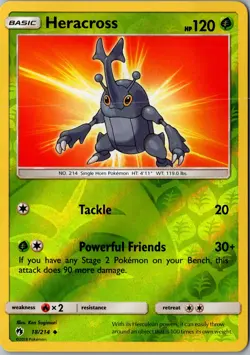 Heracross Reverse Holo 18/214 Uncommon SM8 SM - Lost Thunder LP Pokemon Card - Image 1