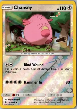 Chansey Reverse Holo 101/145 Common SM02 SM Guardians Rising LP Pokemon Card - Image 1